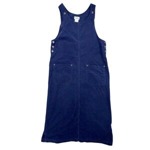 Vintage Basic Editions Navy Corduroy Jumper Dress Womens‎ M Maxi Pinafore 45"